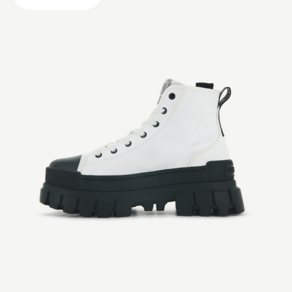 Palladium SIZE 8.5 White and Black REVOLT Platform Sneakers, New In Box - Picture 4 of 8